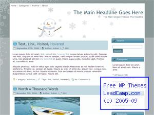 Snowflakes On Winter Snowman Free WordPress Template / Themes