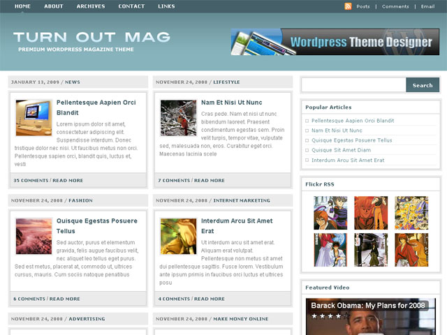 Free Wordpress theme - Turn Out Mag