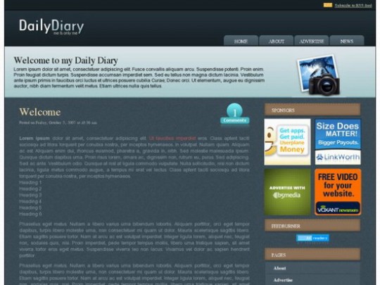 DailyDiary - Free WP Theme with a Nice Textured Look