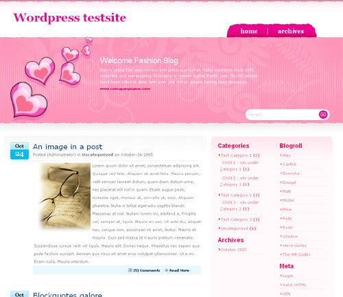 PinkLove ? 3-Column WordPress Theme